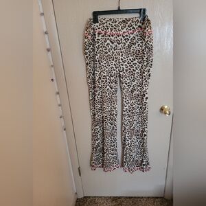 Fashion Nova Cheetah Print Flare Leggings With Hot Pink Stitching Womens 3X NWOT